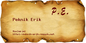 Peknik Erik névjegykártya